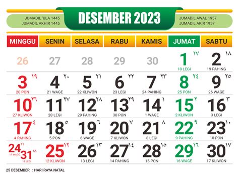 desember 2023 kalender jawa